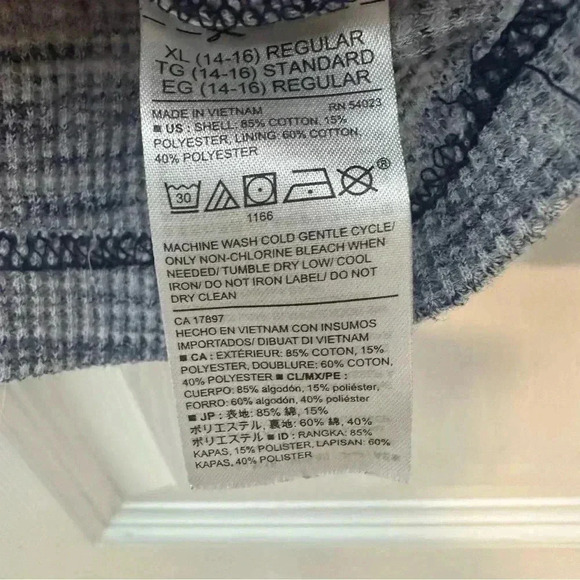 Old Navy Thermal Hoodie Pullover Blue & Grey Size XL  (14-16) - Picture 7 of 16
